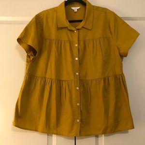 Time and Tru Mustard Yellow Short Sleeve Top